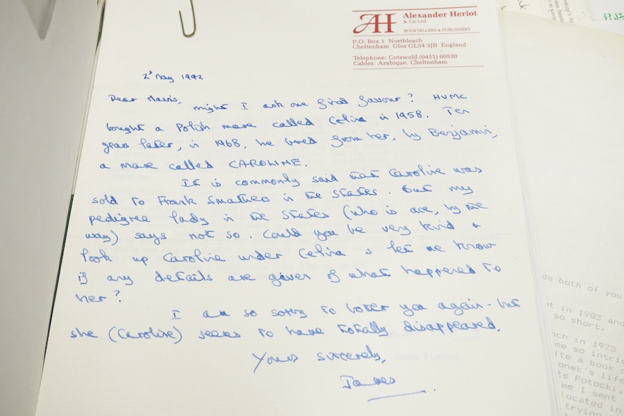 Archive of the Courthouse Farm Stud, Offham near Lewes and the Clark family, 1900-2014, including an important series of letters from Lady Anne Blunt at the Sheyk Obeyd Stud, Ain Shems, Egypt, 1912-1917, and her daughter